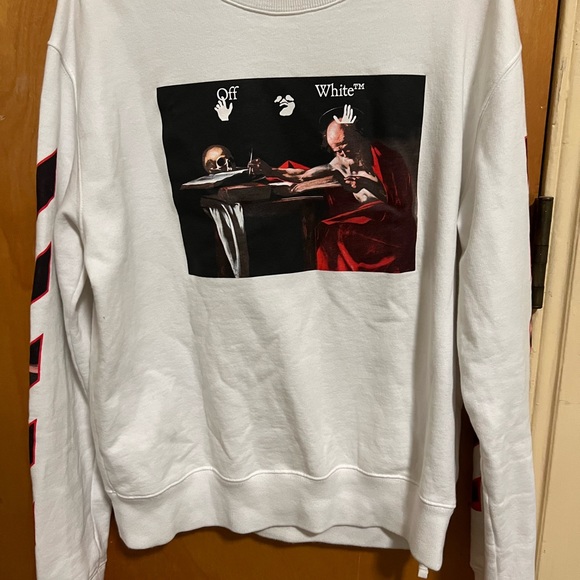OFF WHITE CARAVAGGIO CREW NECK Size M ✅ - Picture 2 of 6